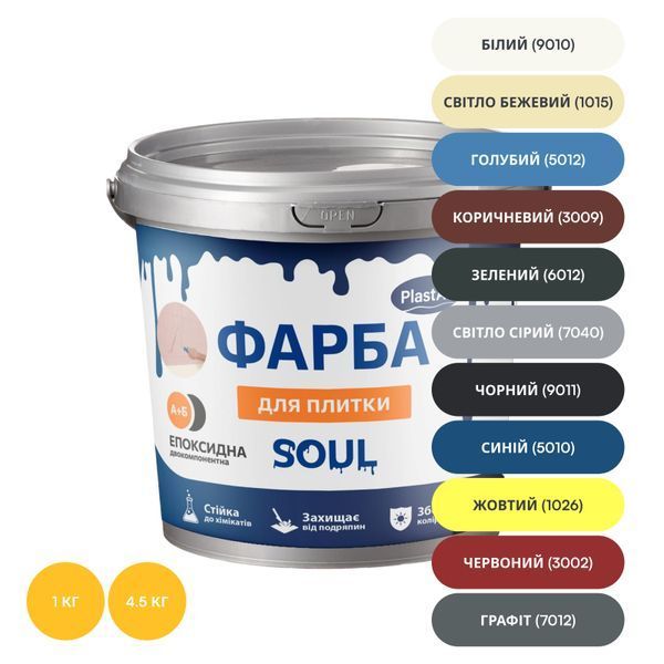 Епоксидна фарба для плитки Soul 4.5 кг.  Голубий (5012) FB-PS-GL01 фото